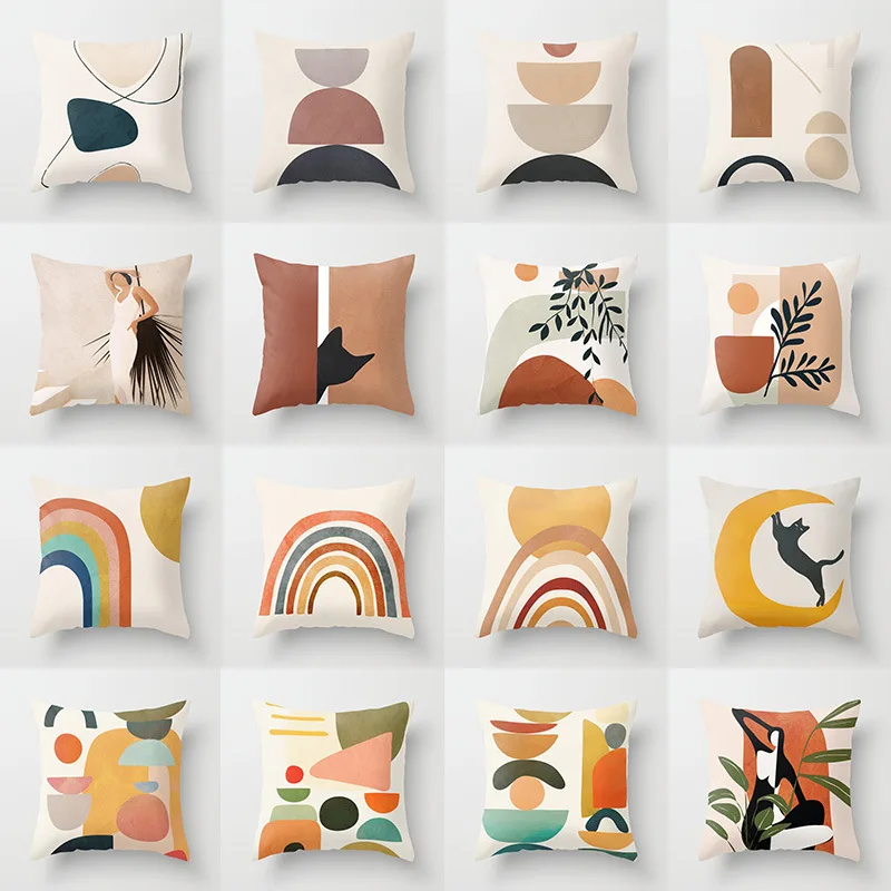 

Modern Minimalist Abstract Pillowcase Simple Geometric Peach Skin Pillow Cushion Mid century pillow cover