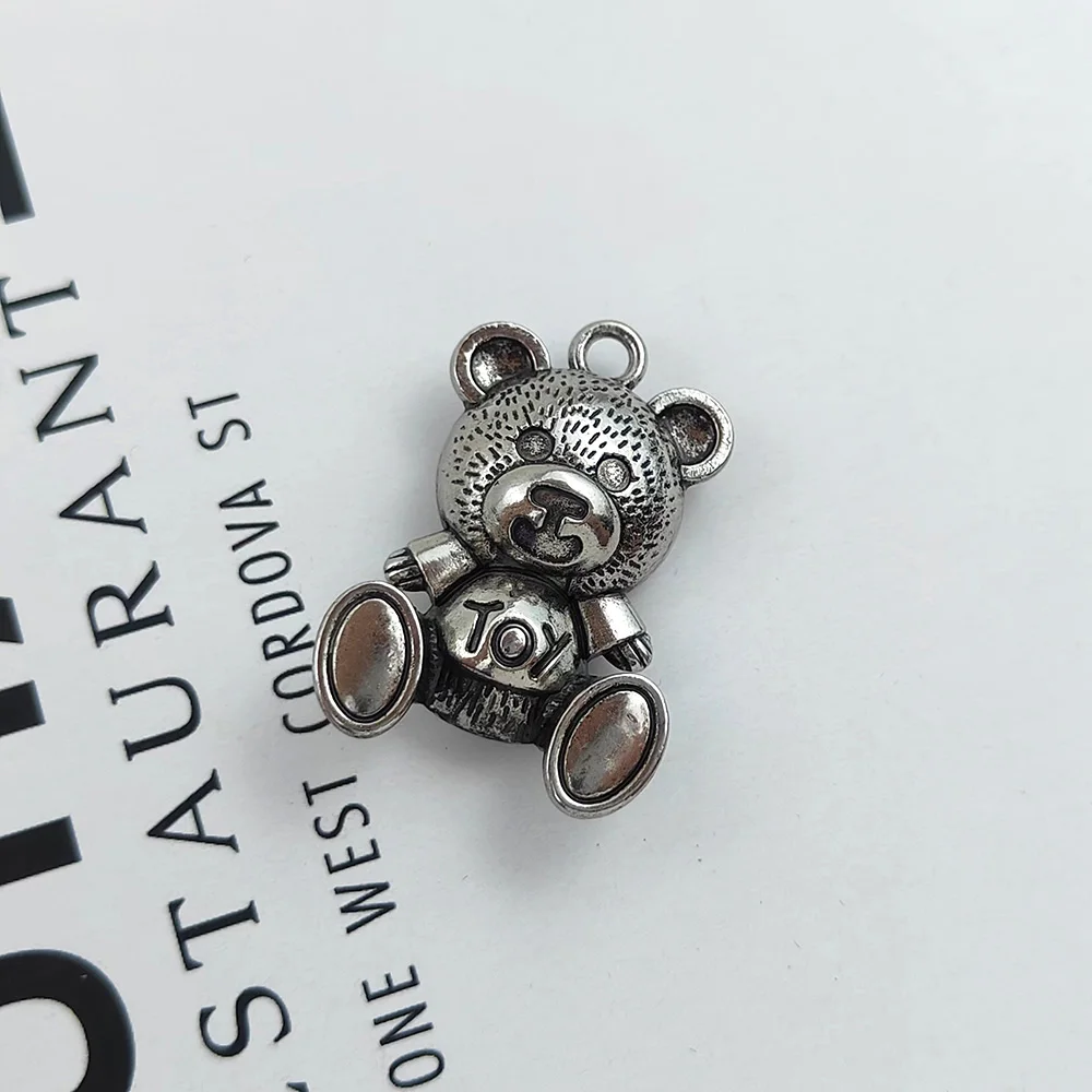 

27x39mm Charm Bear Toy Beads for Women Jewelry Making Zinc Alloy Silver Fashion DIY Jewelry Charm for Original Bracelet 2020