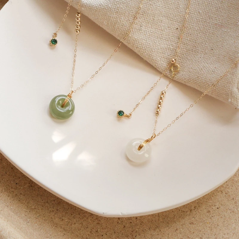 Лидер продаж ожерелье с подвесками винтажная круглая нефритовая подвеска