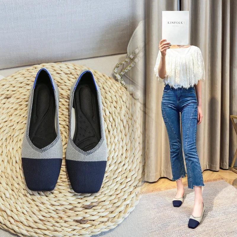 Shallow Mouth Flying Woven Shoe Temperament All-match Round Toe Single Women's Flat Shoe Casual Women Ballerina Zapatillas Mujer