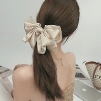solid color big bow hairpins barrette for girl popular wedding hair clip for women sweet satin bowknot hairgrip hair accessories