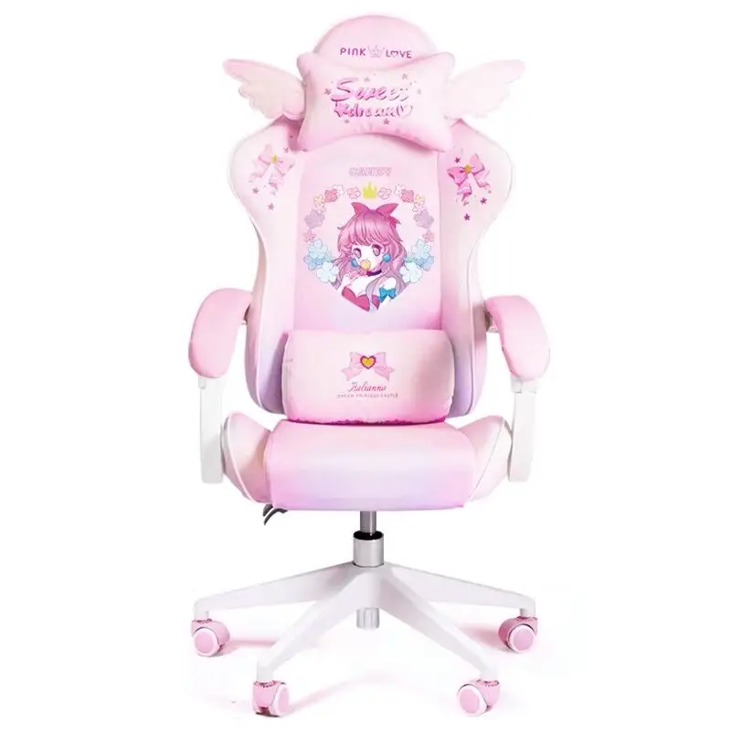 

2021 New Lovely pink Maiden computer chair students gaming chair silla girl ESports chair Anchor home Live Rotating Chair