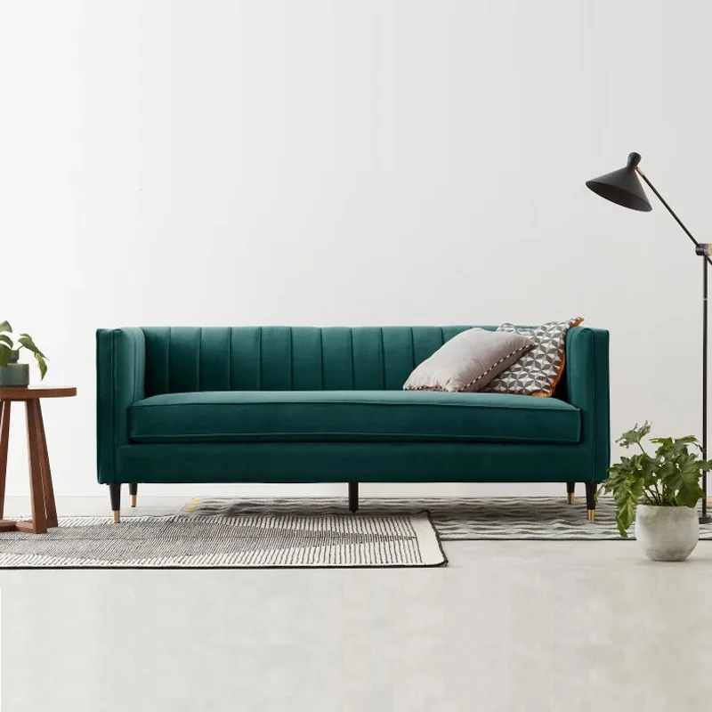 

Nordic light luxury double triple cloth sofa American model room living room modern simple Hong Kong club velvet sofa