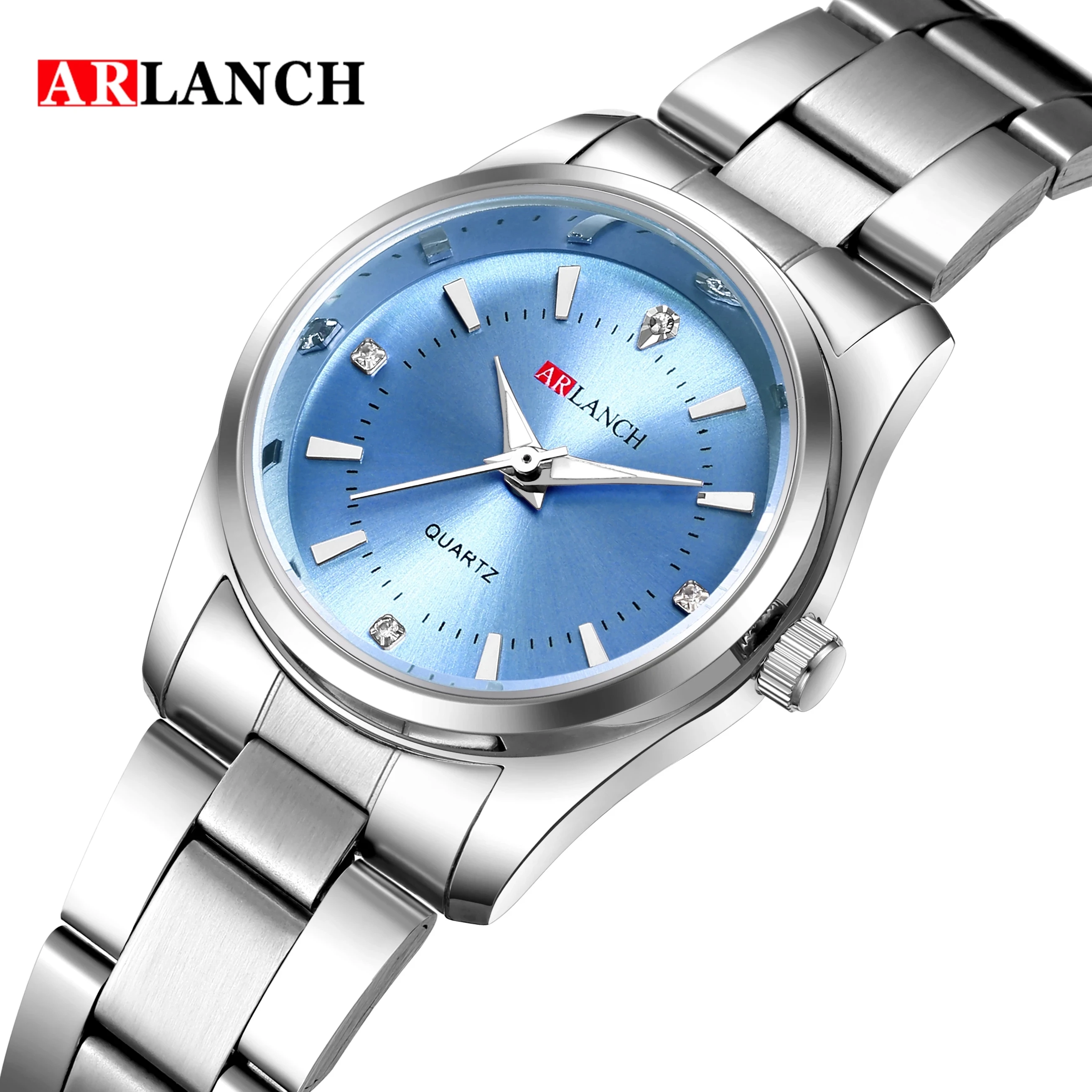 

Fashion Elegent Watch Women Fashion Pink Blue Dial Waterproof Creative Deisgn Stainless Steel Band Bracelet Wristwatches Simple