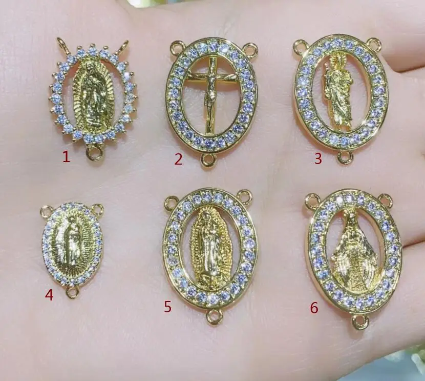 

1 шт. подвеска с крестом Девы Марии, изготовление ювелирных изделий своими руками, блестящее позолоченное украшение для ожерелья, браслета