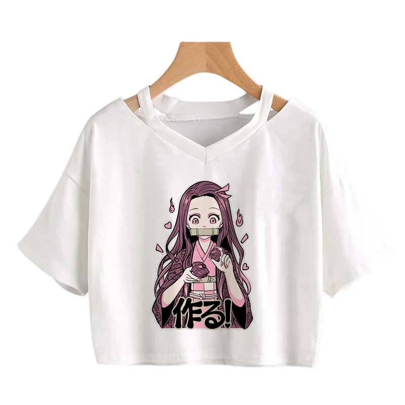 Женский короткий топ Nezuko Kimetsu No Yaiba футболка с принтом манга рассекающий демонов
