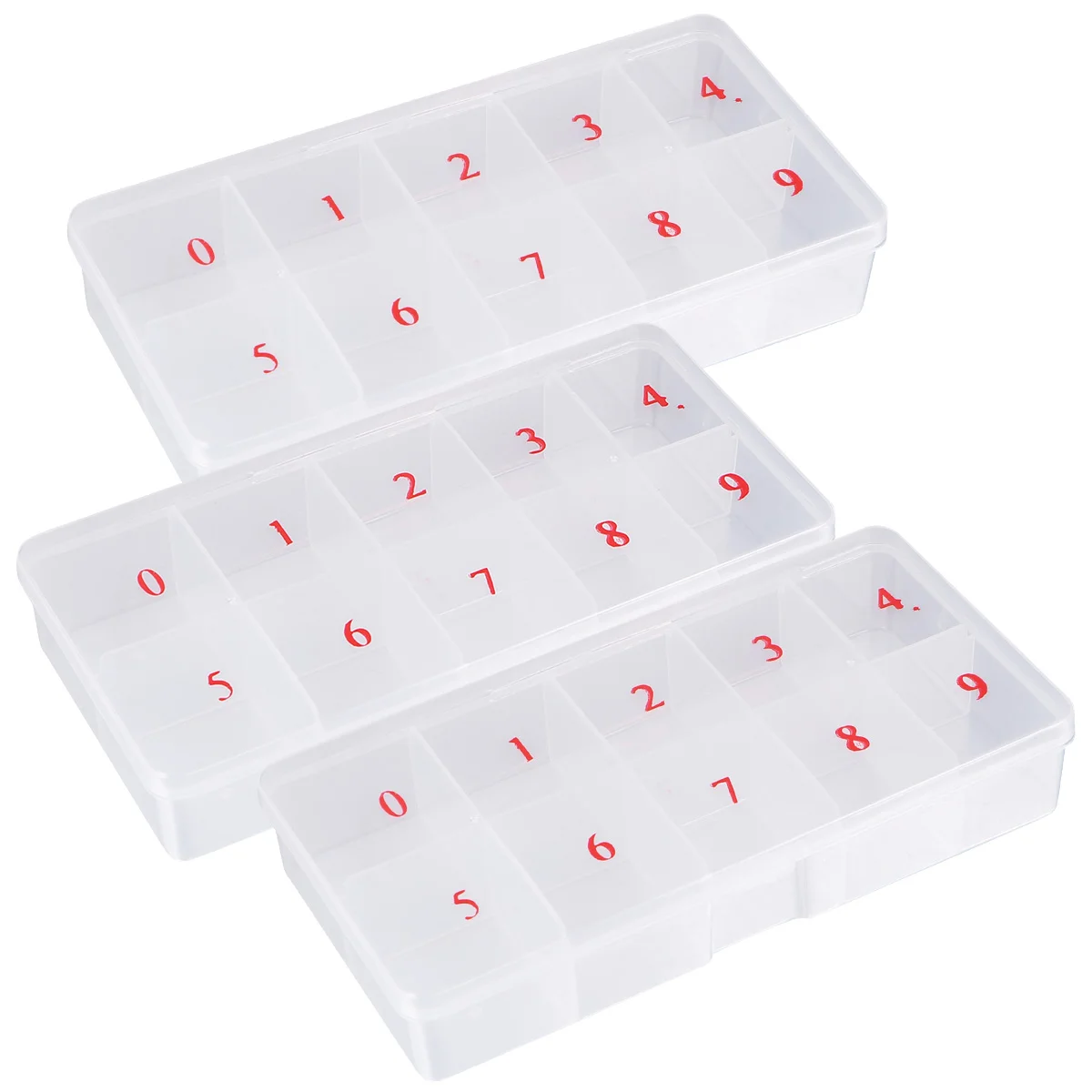 

3 Pcs Digital Standard Nail Storage Box Case Clear Plastic Organizer Bins Bead