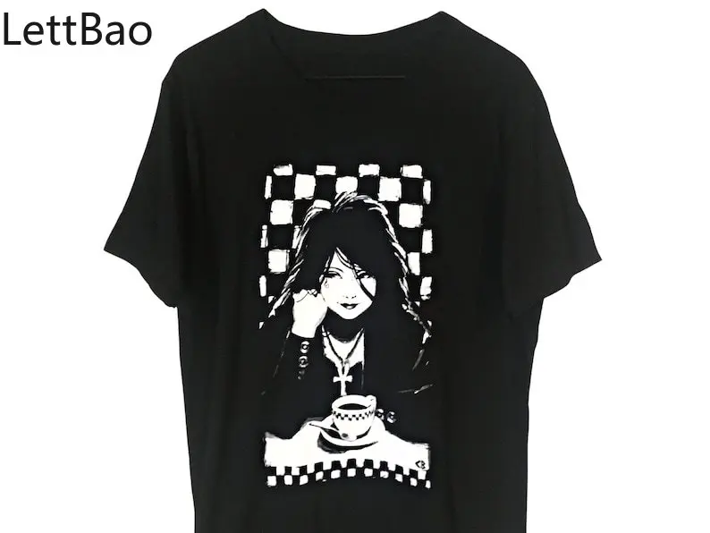 

DEATH & COFFEE T-SHIRT Funny Gothic Punk Short Sleeve Black Cotton Top Men and Women Summer Casual Streetwear Hip Hop T-Shirt