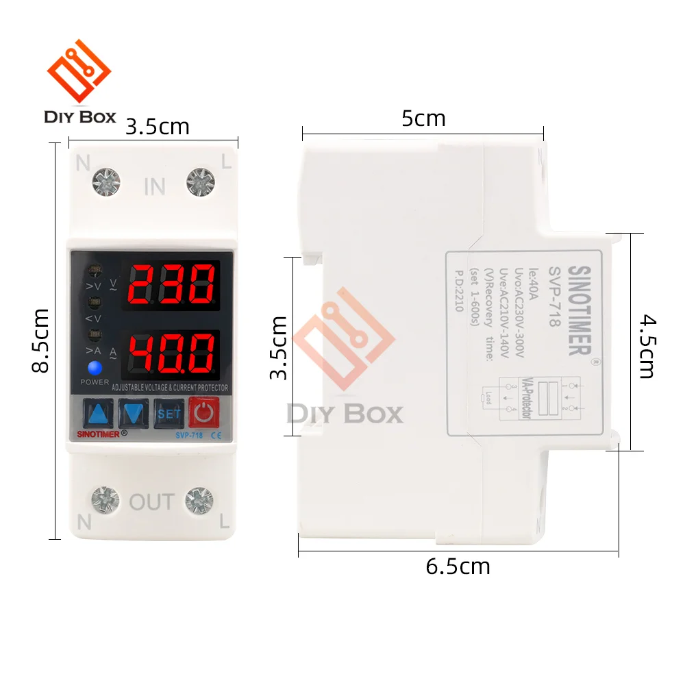 

Реле Din регулируемое под напряжением и под напряжением 40 А 63 А, реле с защитой от перегрузки по току 220 В переменного тока