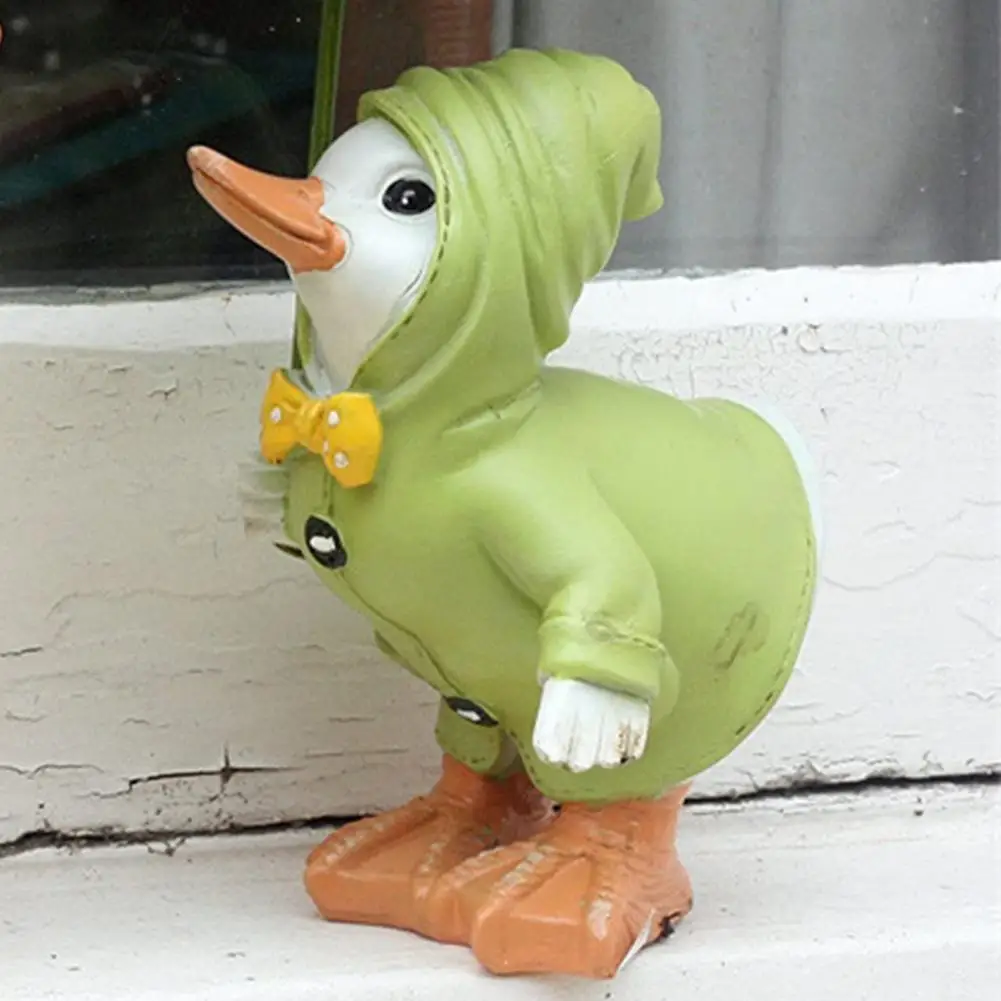 

Duck Ornament Vibrant Color Cheerful Long Lasting Precisely Detail Raincoat Duck Ornament Miniature Duck Clear Carved