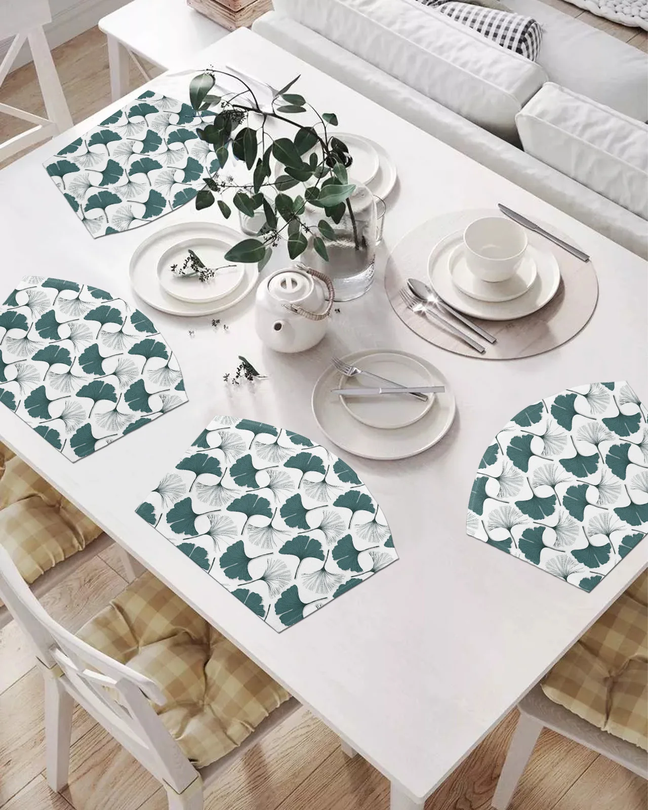 

2/4/6 шт. набор подставок в форме веера Ginkgo Biloba текстурные листья цветочные коврики для стола подставка Рождественский домашний декор кухонны...