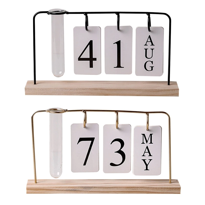 

New Office Desk Perpetual Calendar Binder Countdown Calendar with Wooden Stand Monthly Calendar for Teacher Office Women Men