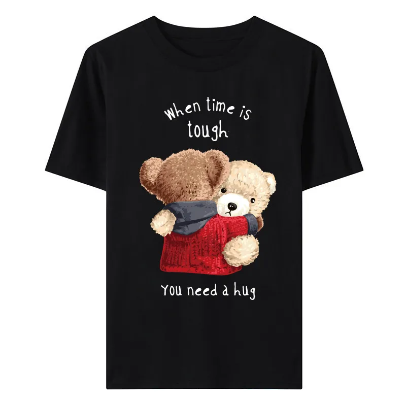 

Fashion Trend Men's Summer Half Sleeve Slim Simple Round Neck Bear Print T-Shirt