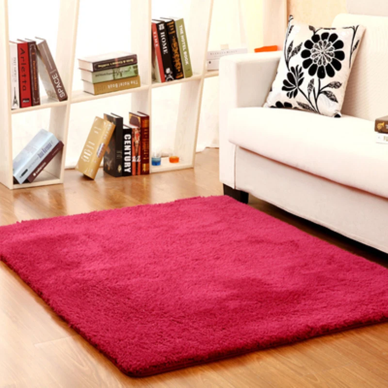 

New Fashion Red Fluffy Rugs Anti-Skid Shaggy Area Living room Home Bedroom Carpet Thick coral velvet Floor Mat LOSICOE-S10