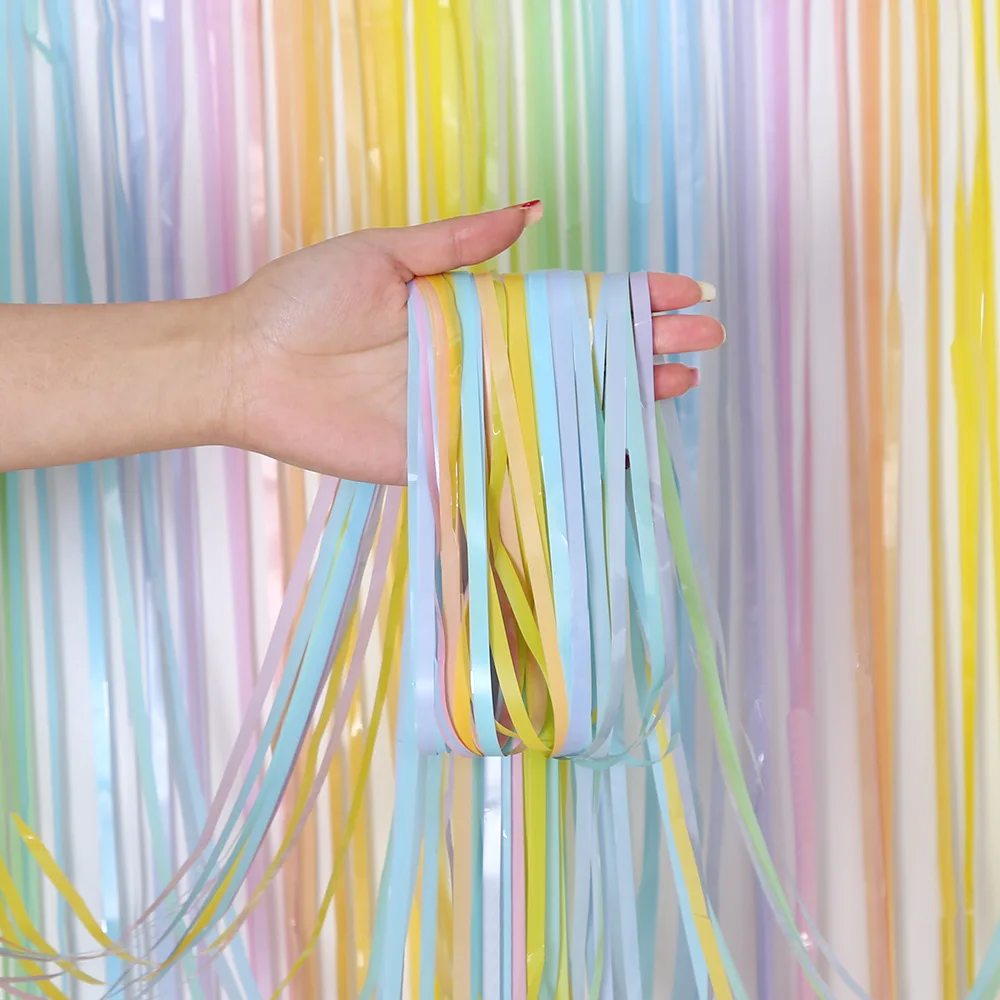 

2m Macaron Rain Silk Curtain Birthday Party Decoration Baby Hundred Days Photo Props Wedding Rain Silk Curtain
