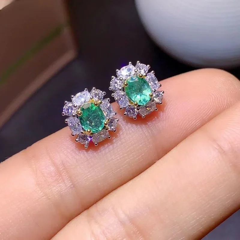 Columbia Otrabouw Gebiedembali tipo Изумруд Oorbellen 925 Sterling Zilver Vrouwen High-End Kleurrijke Sieraden