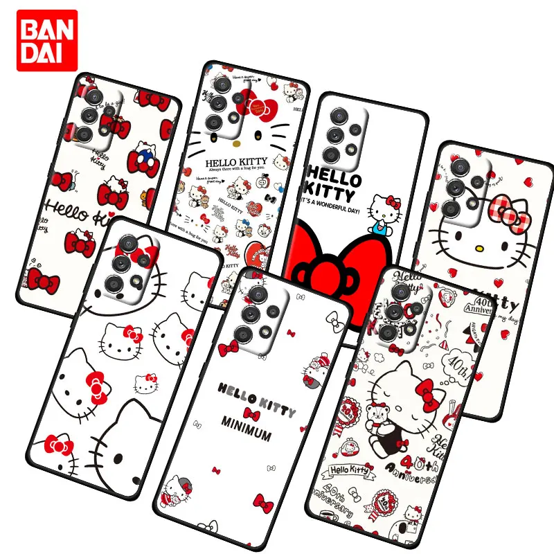 

Hello Kitty Line Cute Case for Samsung Galaxy A03 A13 A31 A50 A51 A52 A30 A70 A71 A32 Note 20 Ultra 5G Silicone Cover Black