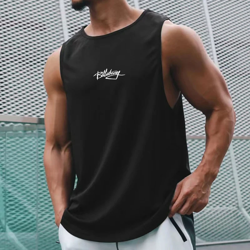 

Men's Tank Top Gym Bodybuilding O-Neck Tops Man Muscle Sleeveless Shirts Silm Fit Summer Clothing Fashion Printed Quick Dry Vest