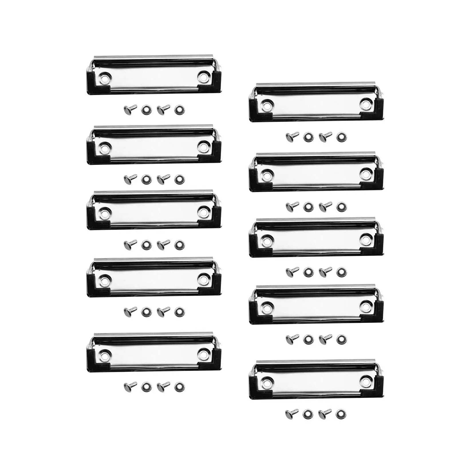 

10 Pieces Mountable Clipboard Clips Spring Loaded with Rubber Grip 10cm Metal Clipboard Clamp Stationery Plate Holder for School