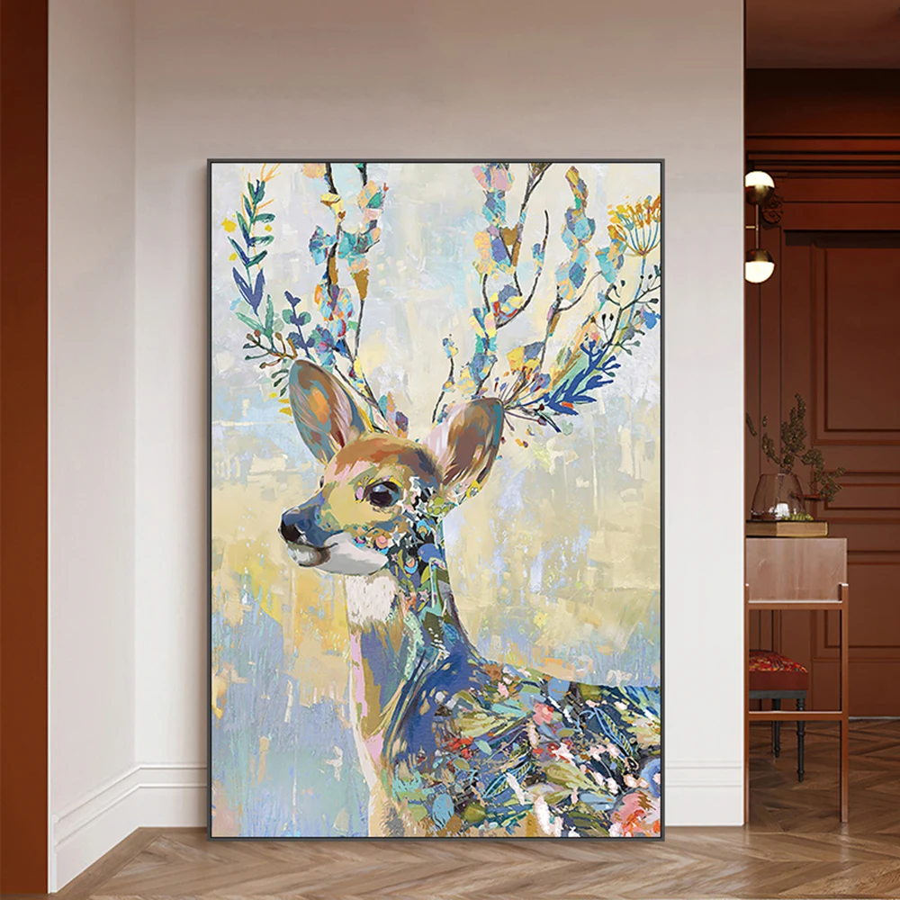 

Watercolor Sika Deer Nordic Style Art Canvas Painting Modern Home Room Wall Art Poster Decoration Mural Pictures Prints Artwork