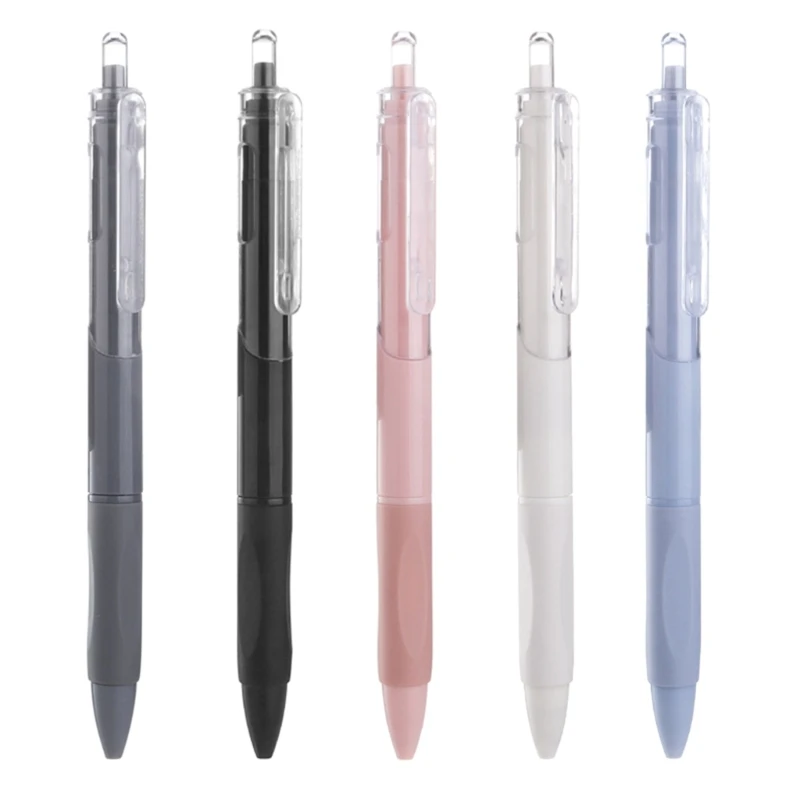 

5Pieces Retractable Gel Pen Refillable 0.5MM Large Volume for Adult Writin Dropship
