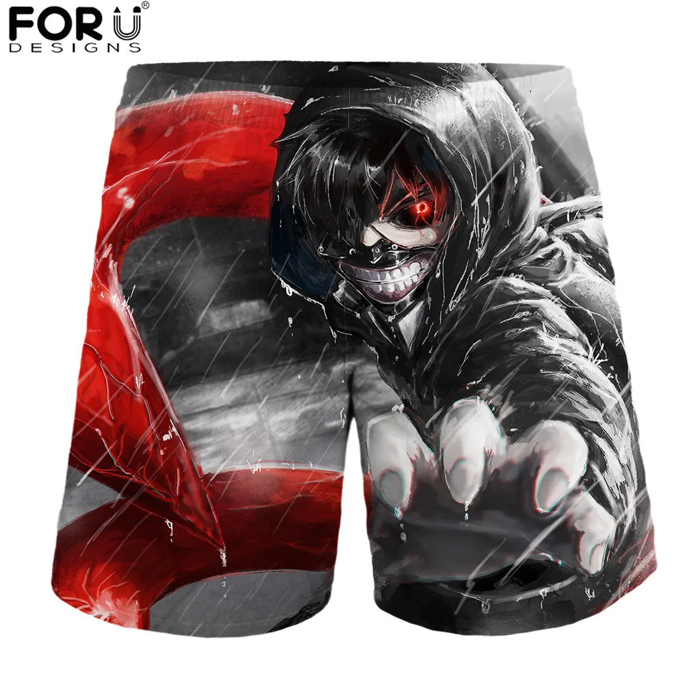 FORUDESIGNS/Аниме Tokyo Ghoul Модные мужские пляжные шорты на шнуровке купальные костюмы
