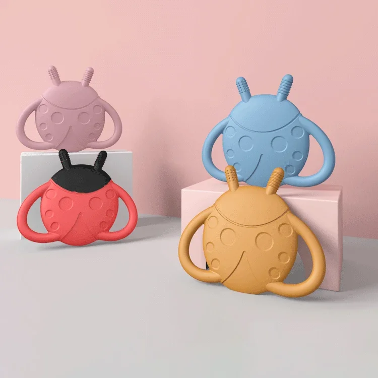 Новый дизайн Детская жевательная игрушка в форме божьей коровки пищевой класс Bpa