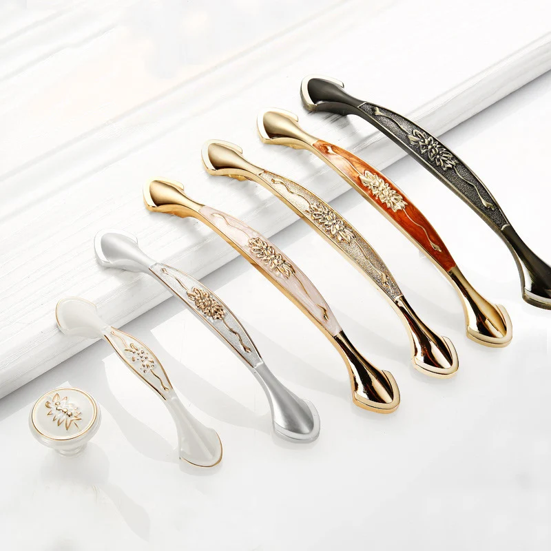 Мебель для шкафа ручка из цинкового сплава ретро цвета слоновой кости белая медь