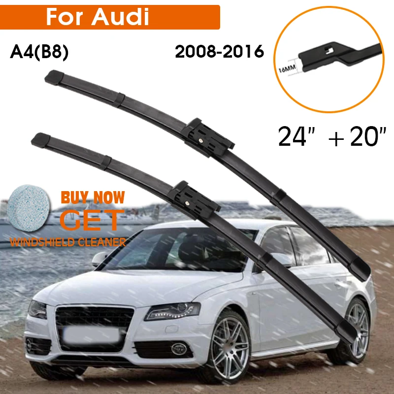 

Автомобильный стеклоочиститель для Audi A4(B8) 2008-2016 лобовое стекло резиновый силиконовый запасной передний стеклоочиститель 24 "+ 20" LHD RHD авто ак...