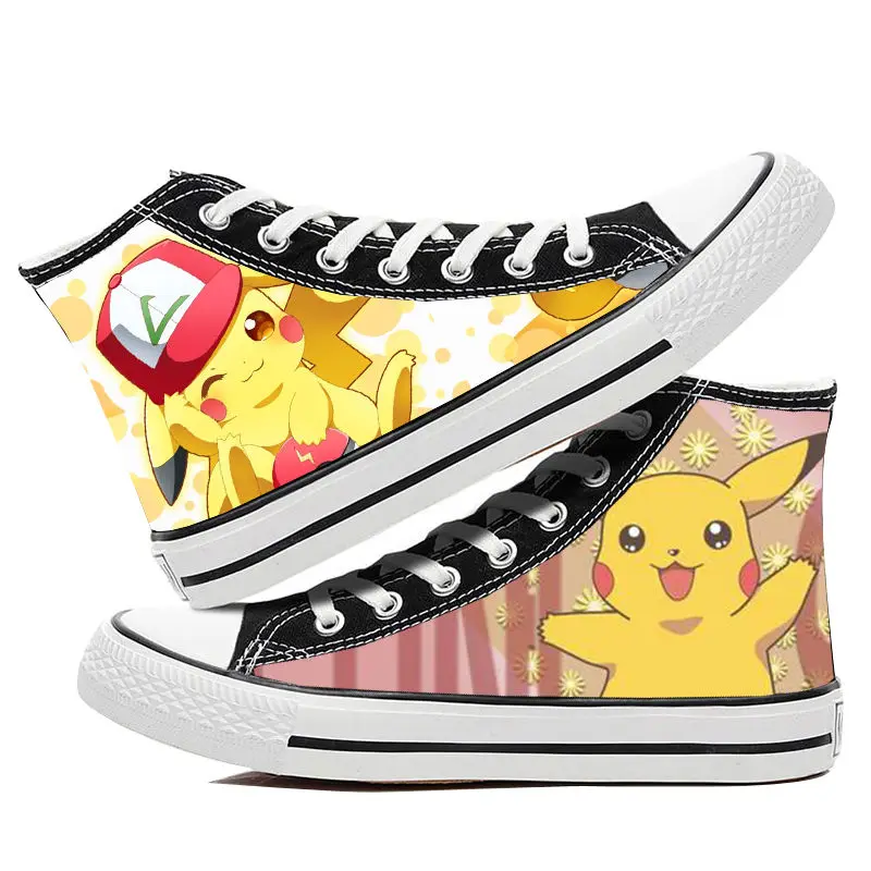 

New Pokemon Fashion Trendy Cartoon Anime Merchandise Couple Student High Top Canvas Board Shoes