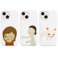 yoshitomo nara cartoon art phone case white color for iphone 13 12 mini 11 pro x xr xs max 8 7 6 plus shell cover