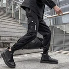 Брюки-карго мужские однотонные, повседневные штаны свободного покроя в стиле хип-хоп, до щиколотки, с карманами, с эластичным поясом, для бега
