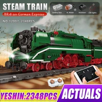 mould king 12007 city steam train locomotive br18 201 german express train technical building blocks diy gifts child toys