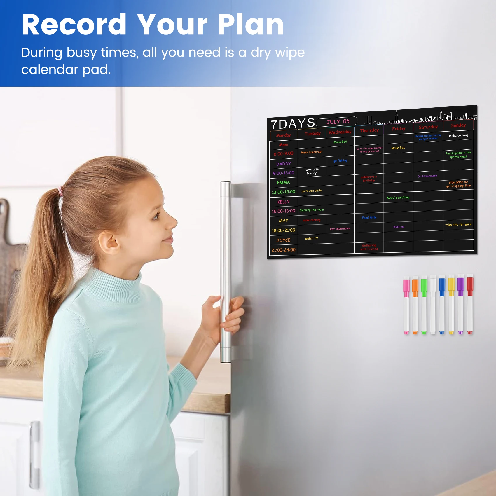 Магнитный сухой стираемый календарь 16x12 дюймов белая доска Еженедельный