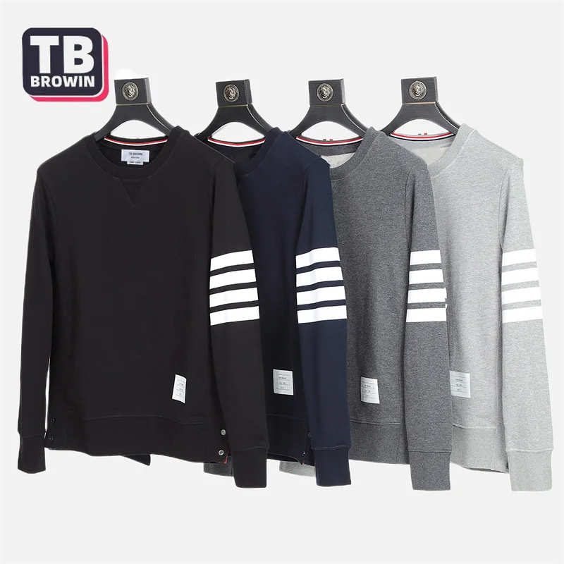 

TB BROWIN men's sweater autumn trend four-bar tom striped lon-sleeved pullover top couple wear trendy cotton casual brand
