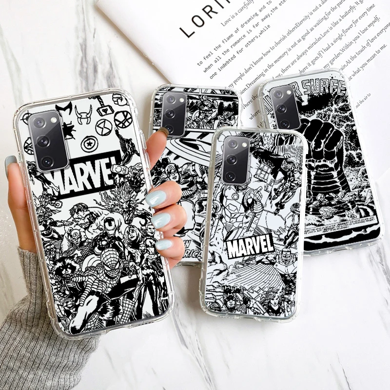 

Marvel Cartoon Superhero For Samsung A53 A52 A54 A13 A12 A32 A71 A33 A73 A72 A51 A23 A03 5G Transparent Phone Case Cover