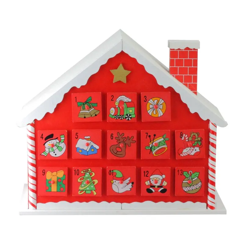 

10.25" Red and White Candy Cane Advent House with Chimney Storage Decorative Box