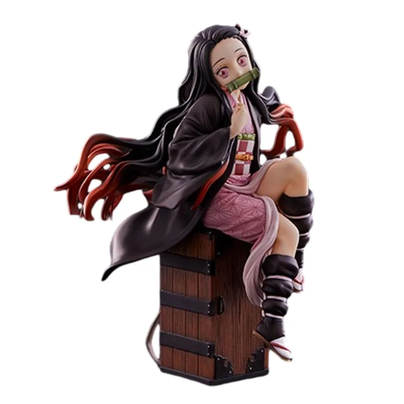 

15CM Demon Slayer Kamado Nezuko Kawii Girl Sitting In A Box PVC Desktop Decorations Children's Birthday Gift Collection