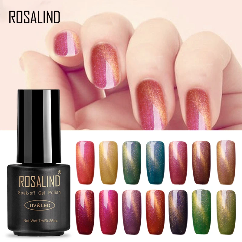 

ROSALIND Gel Nail Polish Cat Eyes Gel For Nails Design Top Coat UV LED Soak Off Gel Nail Polish Semi Permanent Varnish Hybrid