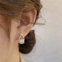 exquisite fishtail zircon earrings new diamond encrusted cross earrings womens party dance temperament jewelry
