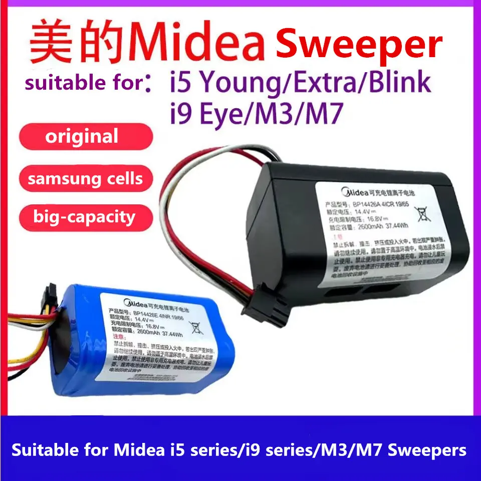 

Use for Midea i5 Series I5 Extra Young Blink i9 EYE i50Pro Sweepers Power Bank 14.4V 2600AH Li Ion Vacuum Cleaner Battery