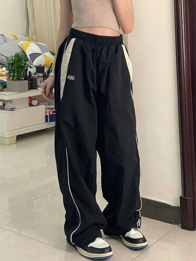 

2023 Y2K Women Vintage Black Korean Harajuku Baggy Parachute Track Pants Oversized Sweatpants Wide Leg Joggers Trousers Clothes