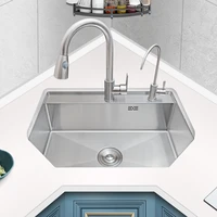 farmhouse sink pentagonal sink thickened 304 stainless steel sink special shaped large single slot kitchen sink sink bowl