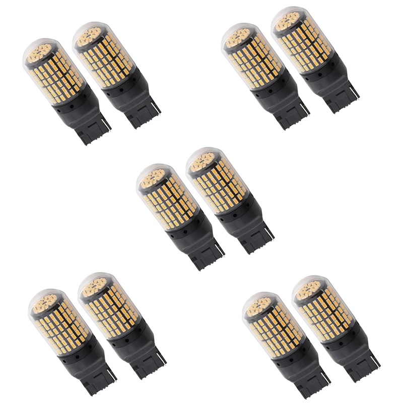 

10X 7440 Canbus супер ярсветодиодный ная лампа без ошибок T20 W21W 144 SMD Янтарная для фонаря заднего хода поворота