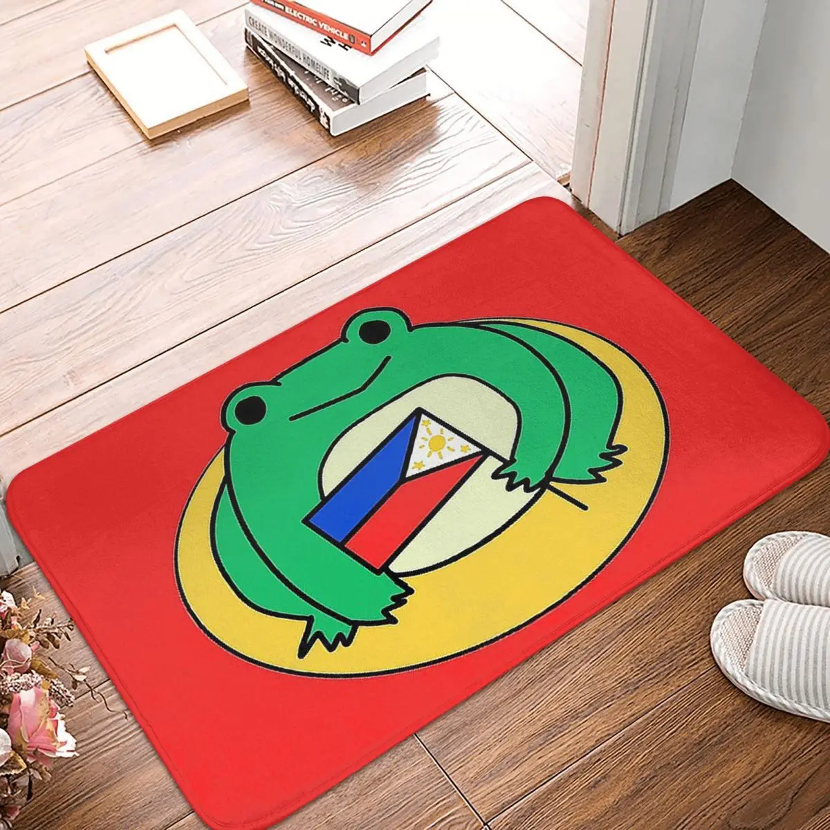 

Cute Philippine Flag Non-slip Doormat Living Room MatFrog Froggie Funny Interesting Balcony Carpet Entrance Door Rug Bedroom