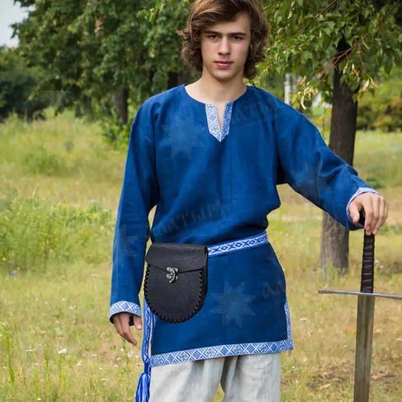 Renaissance Bag Nordic Embossed Belt Bag Renaissance Costume Accessories LARP Waist Bag Cosplay Coin Purse Retro Medieval