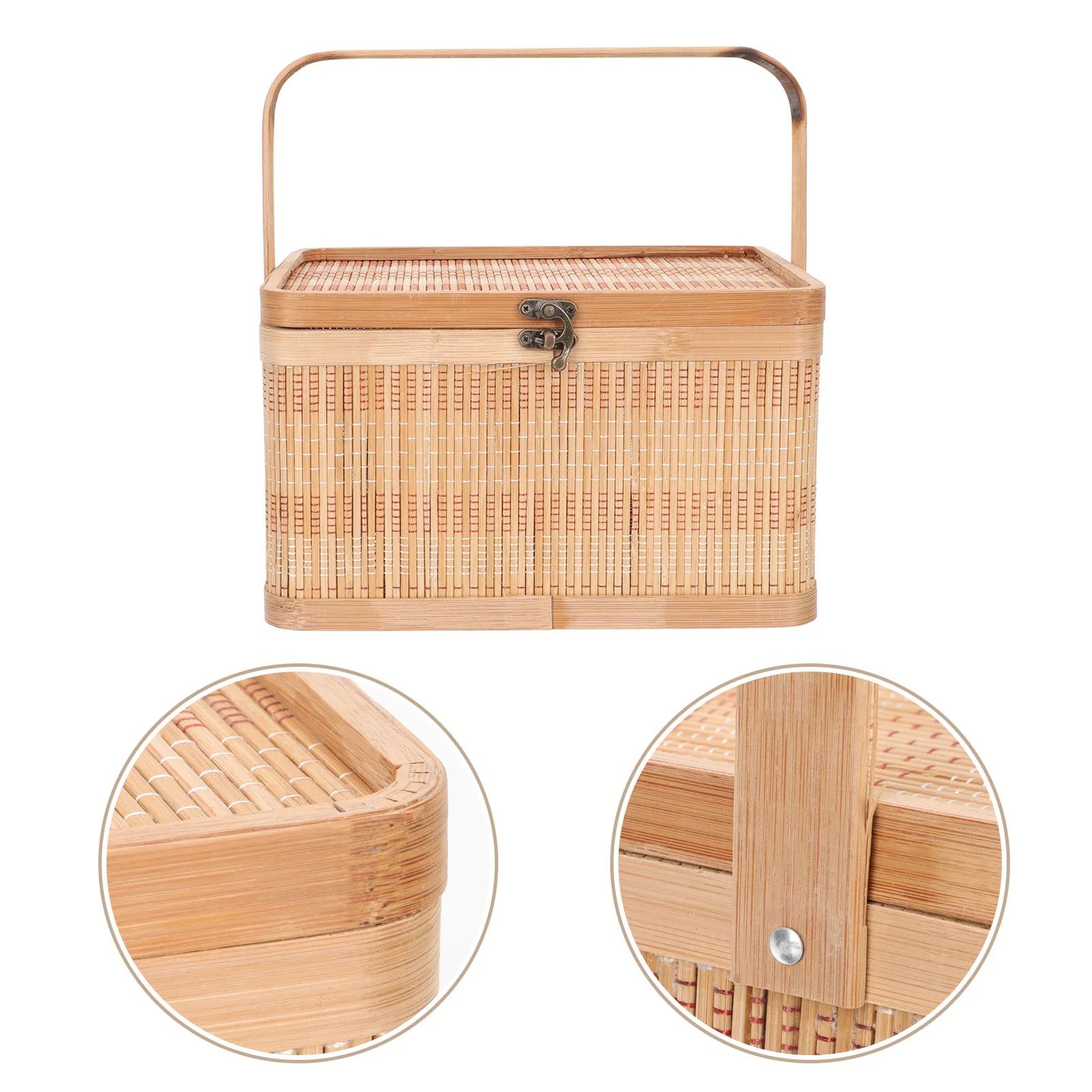 

Basket Picnic Wicker Storage Portable Boxfruit Baskets Gift Rattan Egg Mooncake Woven Wooden Lid Hamper Cake Shopping Willow