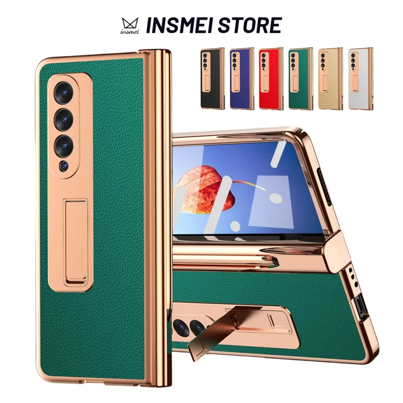 

Чехол для Samsung Galaxy Z Fold 5 4 3 2, чехол из искусственной кожи и поликарбоната [защита для экрана] [петля с покрытием] [петля с покрытием], GN
