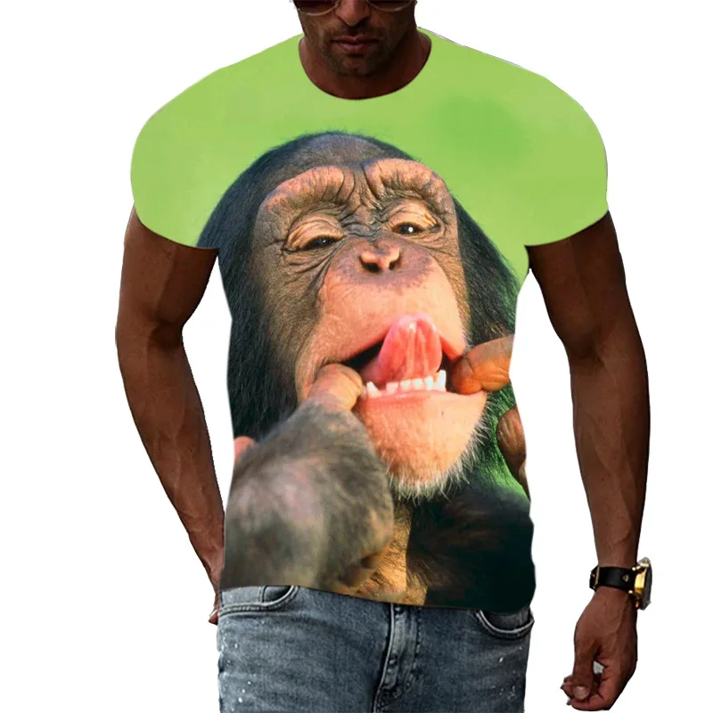 

Summer Funny Monkey Graphic T Shirt For Men Fashion Trend Personality 3D Printed Tshirts Hip Hop Casual Streetwear Tops Clothing