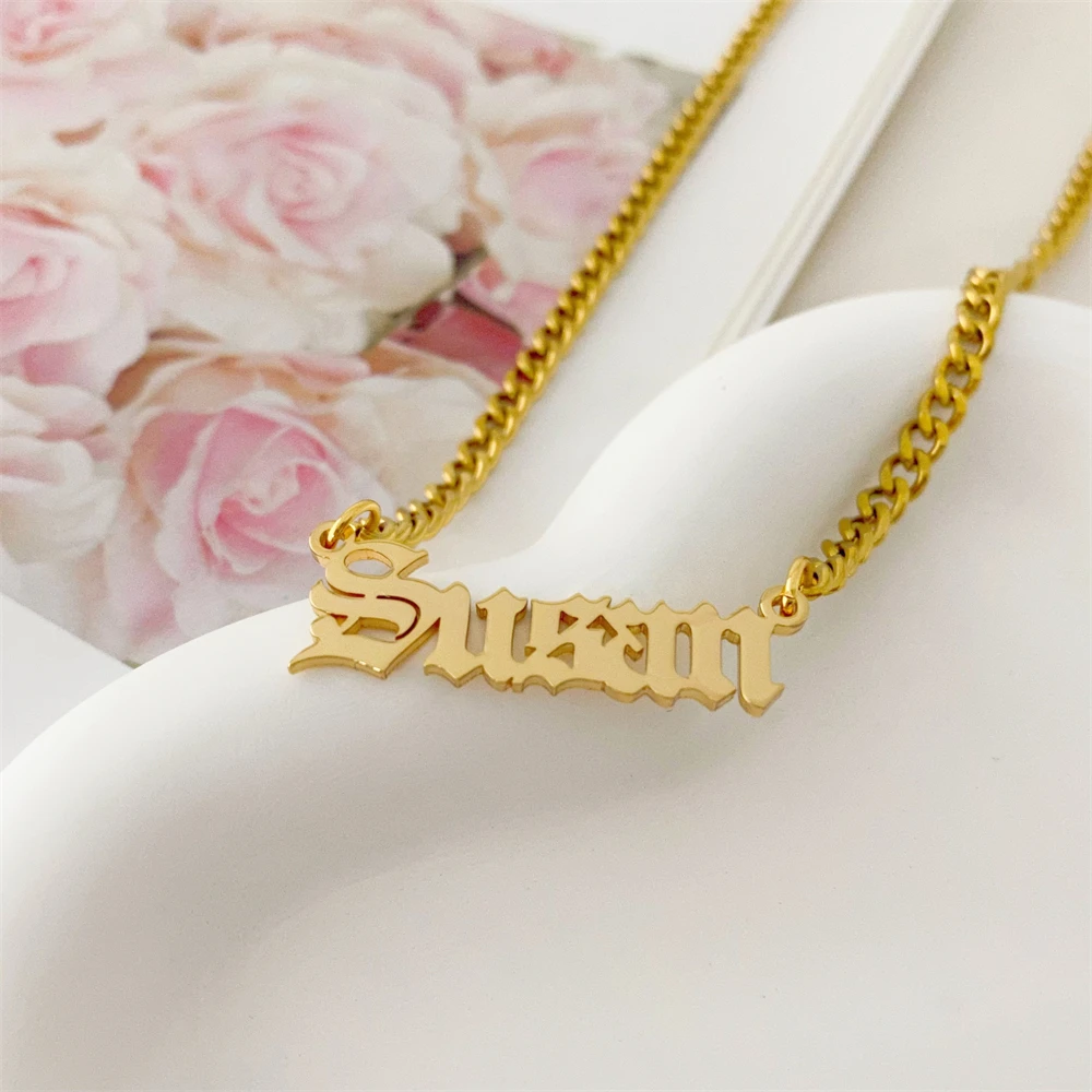 Ожерелье с именем на английском языке для мужчин и женщин готическое колье-чокер